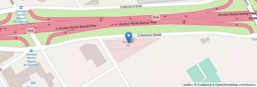 Mapa de ubicacion de Paralelo 50 en アルゼンチン, ブエノスアイレス州, Partido Del Pilar, La Lonja.
