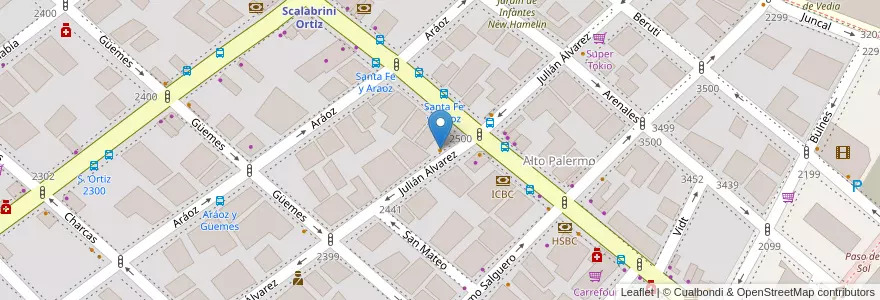 Mapa de ubicacion de Paralelo, Palermo en アルゼンチン, Ciudad Autónoma De Buenos Aires, ブエノスアイレス, Comuna 14.