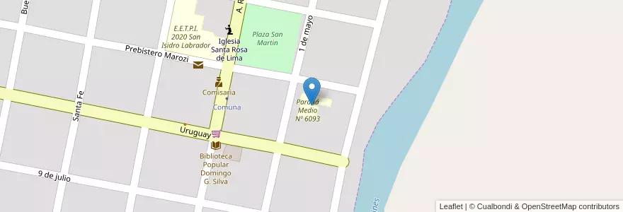 Mapa de ubicacion de Paraná Medio Nº 6093 en الأرجنتين, سانتا في, Departamento Garay, Municipio De Santa Rosa De Calchines, Santa Rosa.
