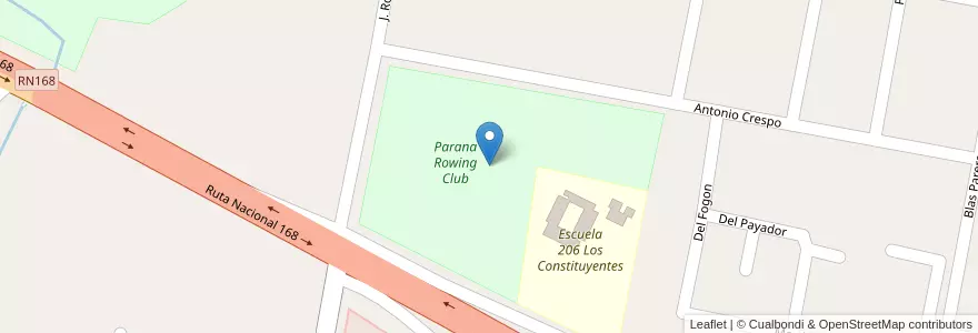 Mapa de ubicacion de Parana Rowing Club en アルゼンチン, エントレ・リオス州, Departamento Paraná, Distrito Sauce, Paraná, Paraná.
