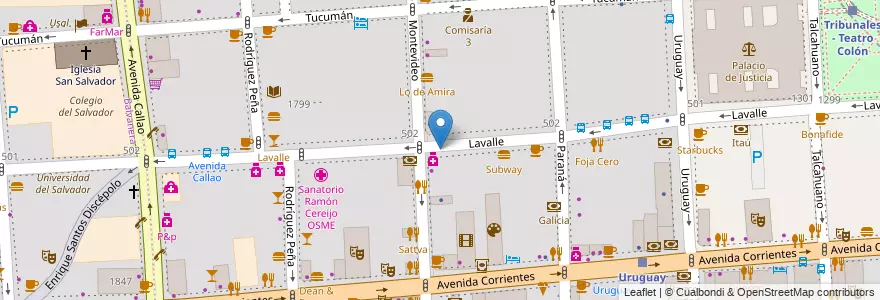 Mapa de ubicacion de Paraná, San Nicolas en 아르헨티나, Ciudad Autónoma De Buenos Aires, Comuna 1, 부에노스아이레스.