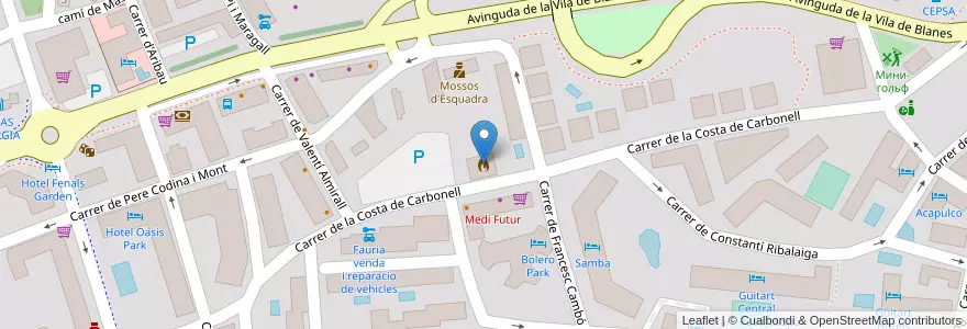 Mapa de ubicacion de Parc de Bombers de Lloret de Mar en スペイン, カタルーニャ州, ジローナ, Selva, Lloret De Mar.