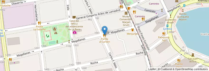 Mapa de ubicacion de Parilla al Carbon, Boca en 阿根廷, Ciudad Autónoma De Buenos Aires, Comuna 4, 布宜诺斯艾利斯.