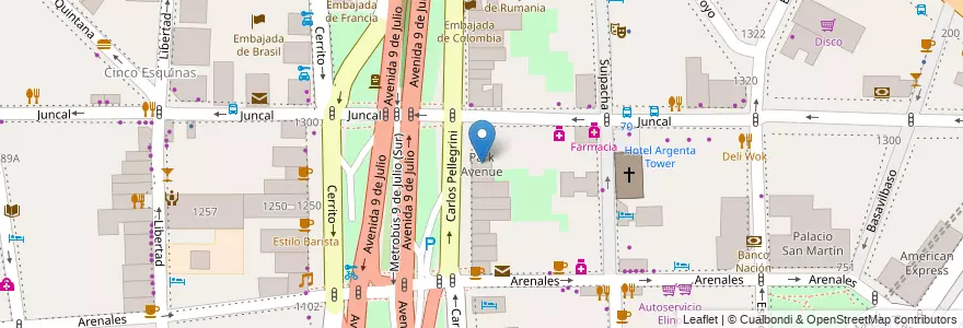 Mapa de ubicacion de Park Avenue, Retiro en 아르헨티나, Ciudad Autónoma De Buenos Aires, Comuna 1, 부에노스아이레스.