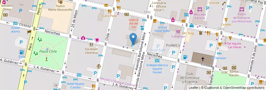 Mapa de ubicacion de Parki en 阿根廷, 智利, Mendoza, Departamento Capital, Ciudad De Mendoza.