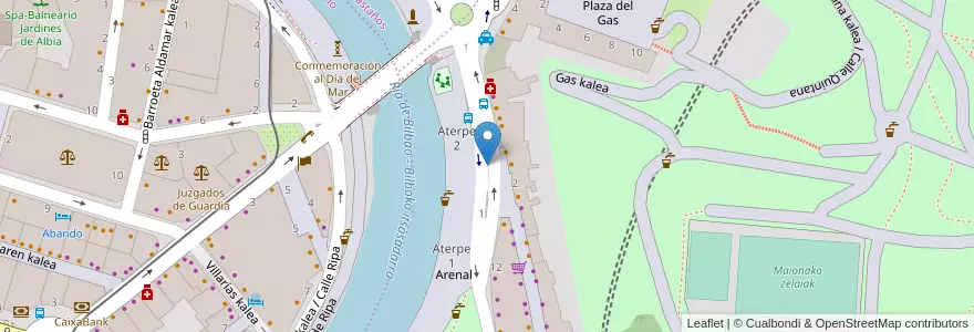 Mapa de ubicacion de Parking Arenal Ayuntamiento Casco Viejo Bilbao PARKIA en Испания, Страна Басков, Bizkaia, Bilboaldea, Бильбао.
