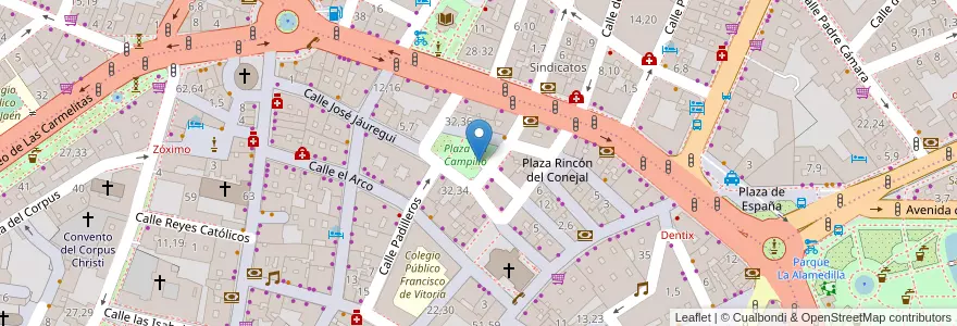Mapa de ubicacion de Parking Campillo en 西班牙, Castilla Y León, Salamanca, Campo De Salamanca, Salamanca.