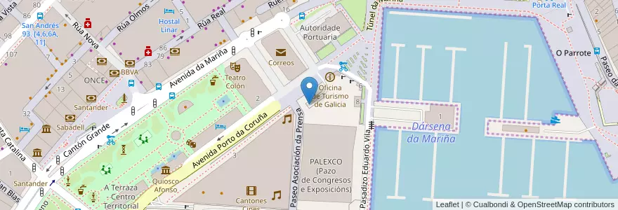 Mapa de ubicacion de Parking Cantones Village en Spanje, Galicië, A Coruña, A Coruña, A Coruña.