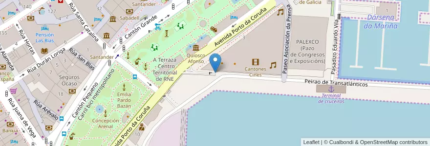 Mapa de ubicacion de Parking Cantones Village en İspanya, Galicia / Galiza, A Coruña, A Coruña, A Coruña.