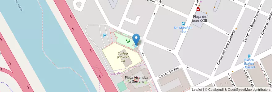 Mapa de ubicacion de Parking Carrer de Xirivella en 스페인, Comunitat Valenciana, València / Valencia, L'Horta Oest, Mislata.