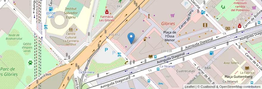 Mapa de ubicacion de Pàrking Centre Comercial Glòries en スペイン, カタルーニャ州, Barcelona, バルサルネス, Barcelona.