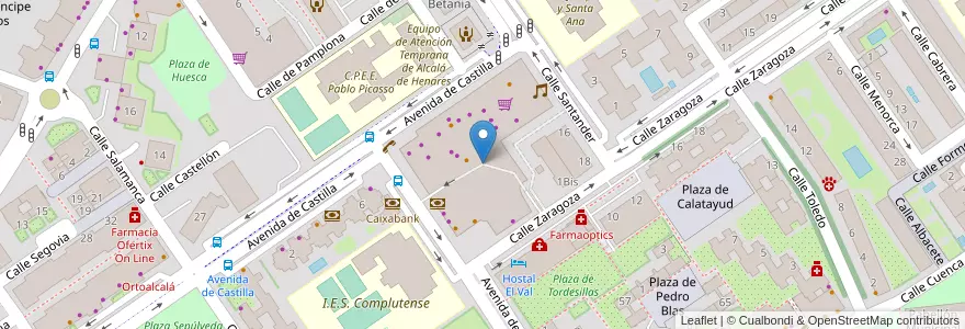 Mapa de ubicacion de Parking Centro Comercial El Val en スペイン, マドリード州, Comunidad De Madrid, Área Metropolitana De Madrid Y Corredor Del Henares, Alcalá De Henares.