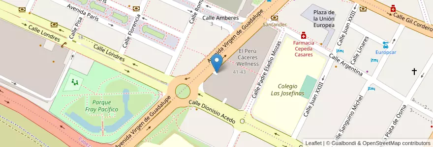Mapa de ubicacion de Parking Centro Comercial Perú en Espanha, Estremadura, Cáceres, Cáceres, Cáceres.