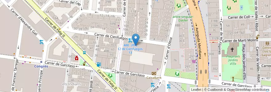 Mapa de ubicacion de Parking Cienfuegos en スペイン, カタルーニャ州, Barcelona, バルサルネス, Barcelona.
