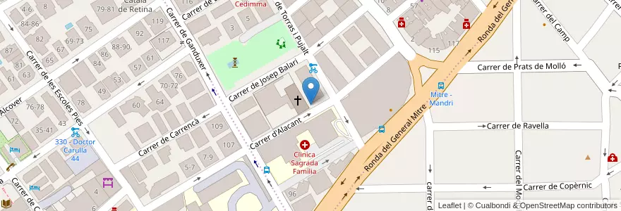 Mapa de ubicacion de Parking Clínica Sagrada Família en Espanha, Catalunha, Barcelona, Barcelonès, Barcelona.