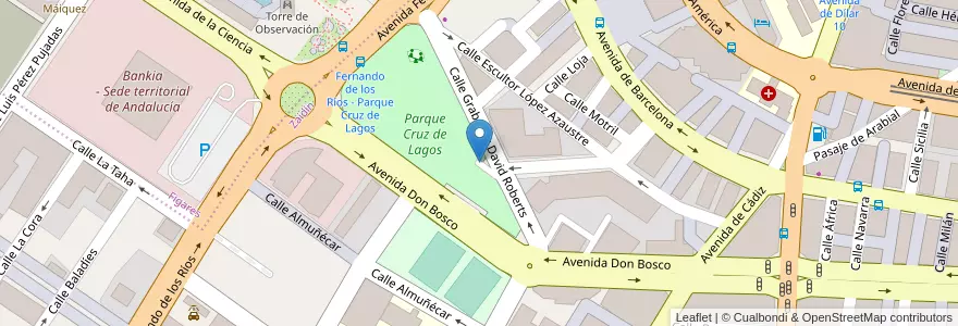 Mapa de ubicacion de Parking Cruz de Lagos en スペイン, アンダルシア州, Granada, Comarca De La Vega De Granada, Granada.