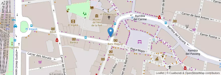 Mapa de ubicacion de Parking de la Plaça Major en スペイン, カタルーニャ州, Barcelona, Osona, Vic.