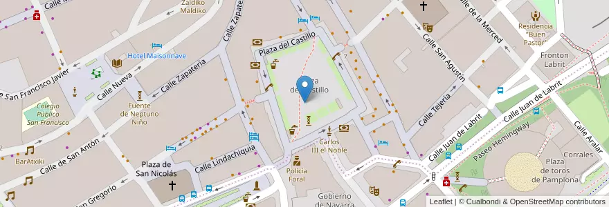Mapa de ubicacion de Parking de la Plaza del Castillo en İspanya, Navarra - Nafarroa, Navarra - Nafarroa, Pamplona/Iruña.