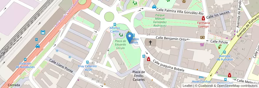 Mapa de ubicacion de Parking de Pumarin en Испания, Астурия, Астурия, Овьедо.