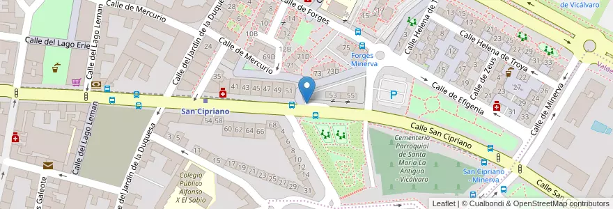 Mapa de ubicacion de Parking de residentes de San Cipriano en 西班牙, Comunidad De Madrid, Comunidad De Madrid, Área Metropolitana De Madrid Y Corredor Del Henares, Madrid.