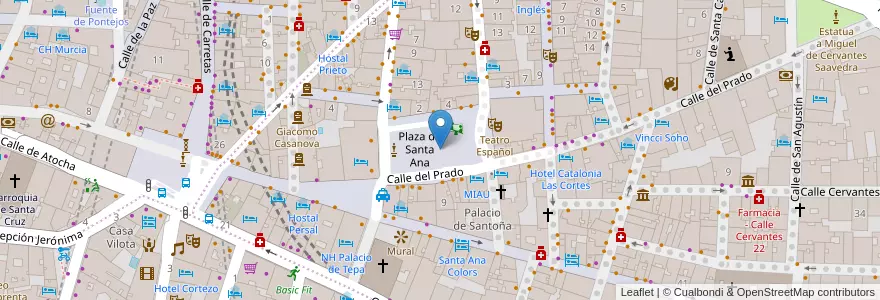 Mapa de ubicacion de Parking de Santa Ana en スペイン, マドリード州, Comunidad De Madrid, Área Metropolitana De Madrid Y Corredor Del Henares, Madrid.