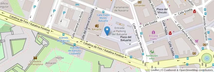 Mapa de ubicacion de Parking del Baluarte en İspanya, Navarra - Nafarroa, Navarra - Nafarroa, Pamplona/Iruña.