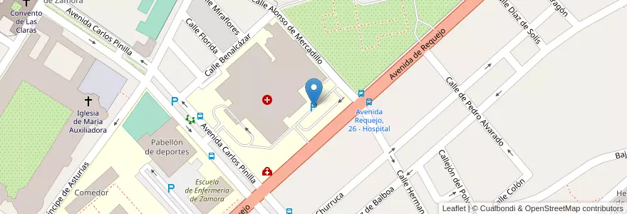 Mapa de ubicacion de Parking del Hospital en スペイン, カスティーリャ・イ・レオン州, Zamora, Tierra Del Pan, Zamora.