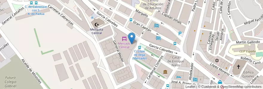 Mapa de ubicacion de Parking del Mercado Central en Espagne, Melilla, Melilla.