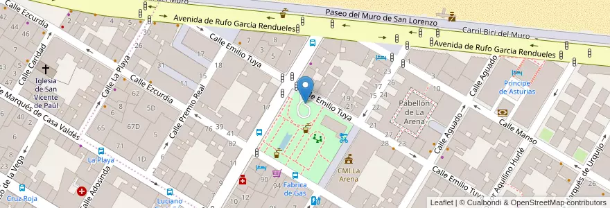 Mapa de ubicacion de Parking El Arenal en Spanje, Asturië, Asturië, Gijón/Xixón.