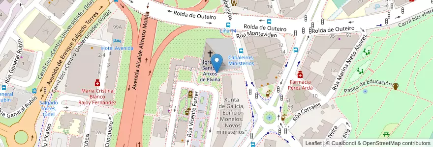 Mapa de ubicacion de Parking Elviña en Espagne, Galice, A Corogne, La Corogne, La Corogne.