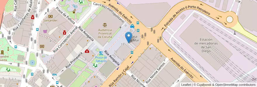 Mapa de ubicacion de Parking Fábrica de Tabacos en 西班牙, Galicia / Galiza, A Coruña, A Coruña, A Coruña.