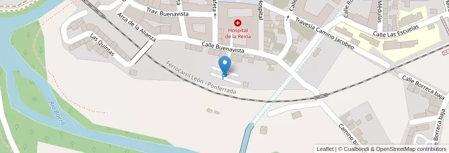 Mapa de ubicacion de Parking Hospital de la Reina en إسبانيا, قشتالة وليون, ليون, El Bierzo, Ponferrada.