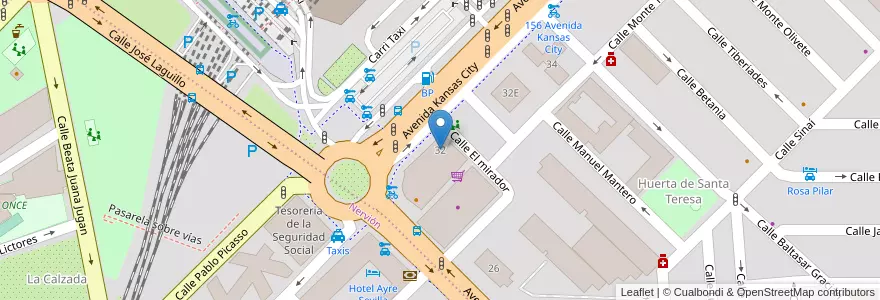 Mapa de ubicacion de Parking Insur Mirador de Sana Justa en Espagne, Andalousie, Séville, Séville.