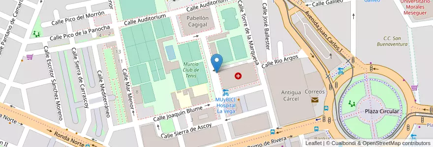 Mapa de ubicacion de Parking La Vega en スペイン, ムルシア州, ムルシア州, Área Metropolitana De Murcia, Murcia.