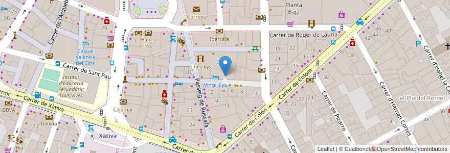 Mapa de ubicacion de Parking Lys en 西班牙, Comunitat Valenciana, 華倫西亞, Comarca De València, València.