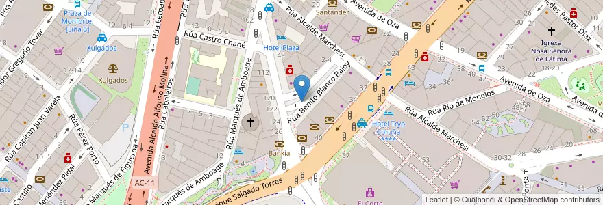 Mapa de ubicacion de Parking Maneiro en スペイン, ガリシア州, A Coruña, A Coruña, A Coruña.