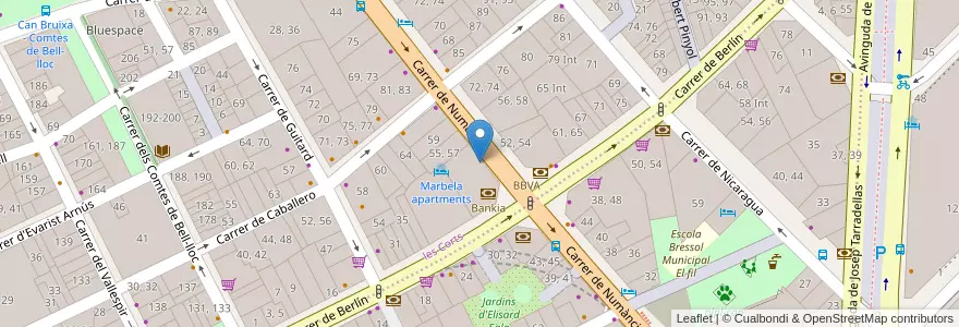Mapa de ubicacion de Parking Numancia-Sants (Berlín Numancia) en اسپانیا, Catalunya, Barcelona, Barcelonès, Barcelona.