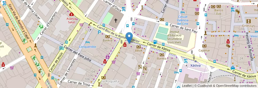 Mapa de ubicacion de Parking Ortiz en İspanya, Comunitat Valenciana, València / Valencia, Comarca De València, València.