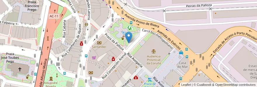 Mapa de ubicacion de Parking Palloza en スペイン, ガリシア州, A Coruña, A Coruña, A Coruña.