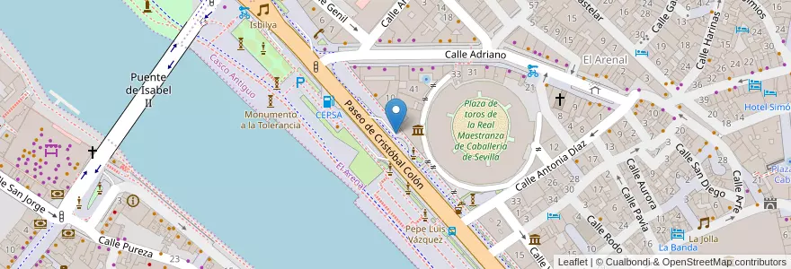 Mapa de ubicacion de Parking Paseo Colon en Spagna, Andalucía, Sevilla, Siviglia.