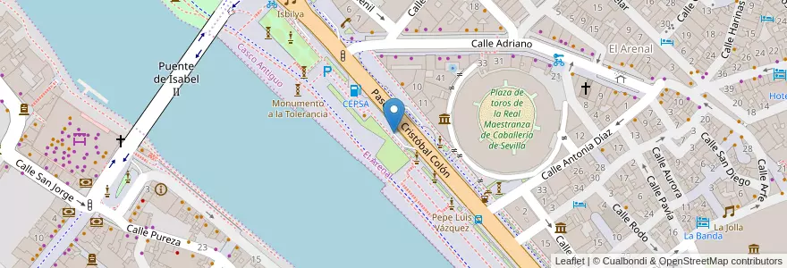 Mapa de ubicacion de Parking Paseo Colon en Spagna, Andalucía, Sevilla, Siviglia.