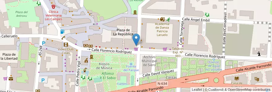 Mapa de ubicacion de Parking Plaza 24h en Spanje, Asturië, Asturië, Siero.