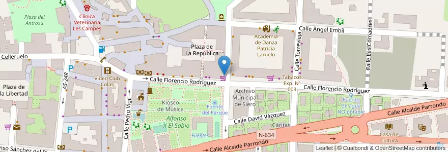 Mapa de ubicacion de Parking Plaza 24h en Spanje, Asturië, Asturië, Siero.