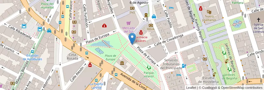 Mapa de ubicacion de Parking Plaza de Europa en İspanya, Asturias, Asturias, Gijón/Xixón.