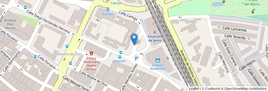 Mapa de ubicacion de Parking Plaza de la Estación en إسبانيا, أندلوسيا, قادس, Campiña De Jerez, شريش.