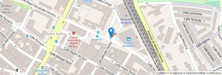 Mapa de ubicacion de Parking Plaza de la Estación en Espagne, Andalousie, Cadix, Campiña De Jerez, Xérès.