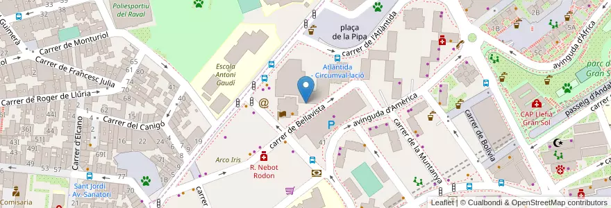 Mapa de ubicacion de Parking Polideportivo en إسبانيا, كتالونيا, برشلونة, بارسلونس, Badalona.