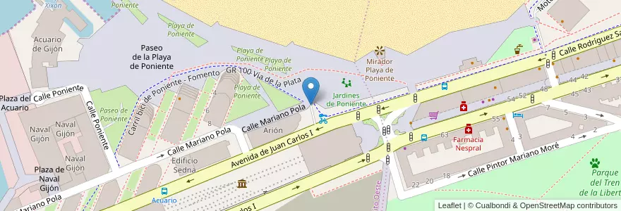 Mapa de ubicacion de Parking Poniente en Испания, Астурия, Астурия, Gijón/Xixón.