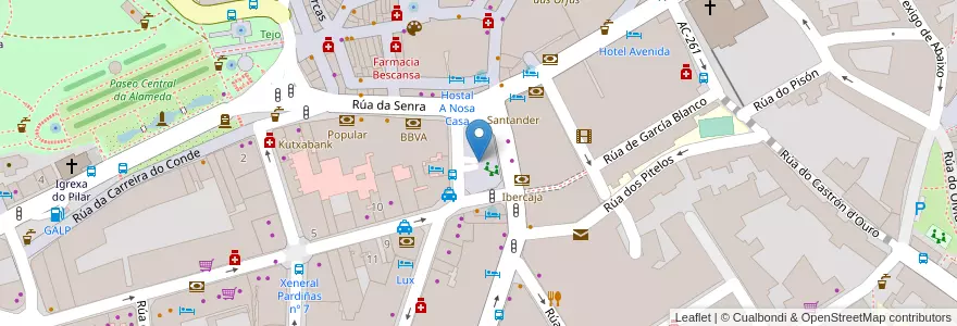 Mapa de ubicacion de Parking Praza de Galicia en Испания, Галисия, А-Корунья, Santiago, Santiago De Compostela.