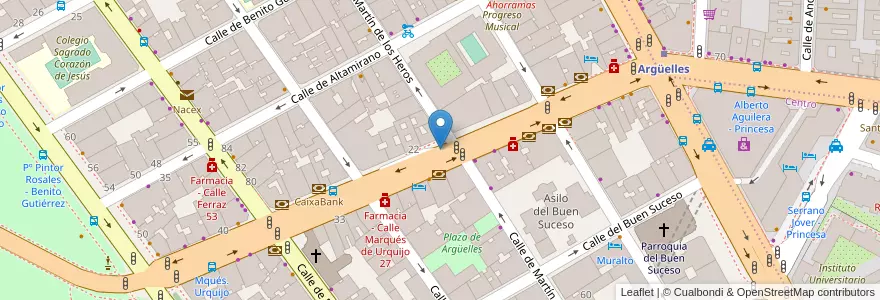 Mapa de ubicacion de Parking Princesa Marqués de Urquijo PARKIA en 西班牙, Comunidad De Madrid, Comunidad De Madrid, Área Metropolitana De Madrid Y Corredor Del Henares, Madrid.